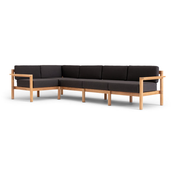 Haven Outdoor L-Shape Sectional with Teak Arms