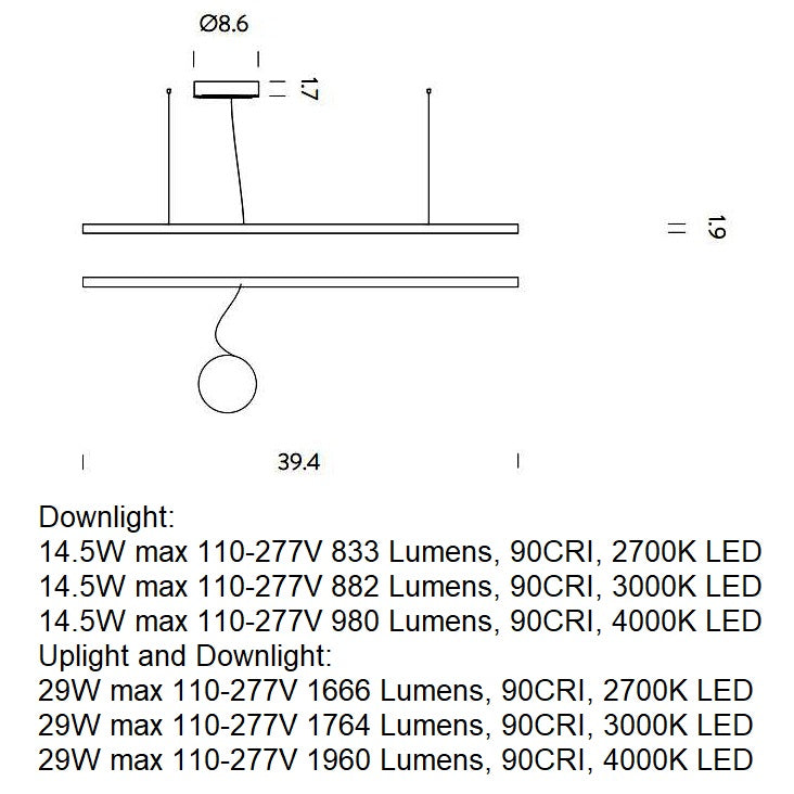 Zirkol Linear LED Pendant Light