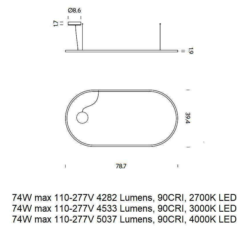Zirkol Oval LED Pendant Light