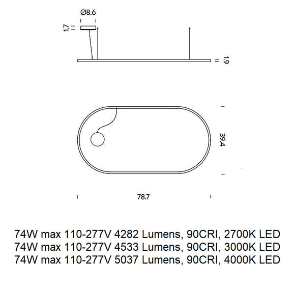 Zirkol Oval LED Pendant Light