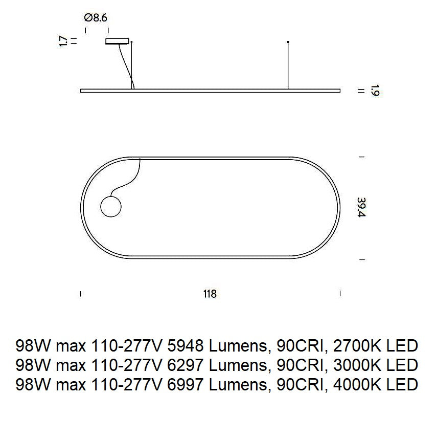 Zirkol Oval LED Pendant Light
