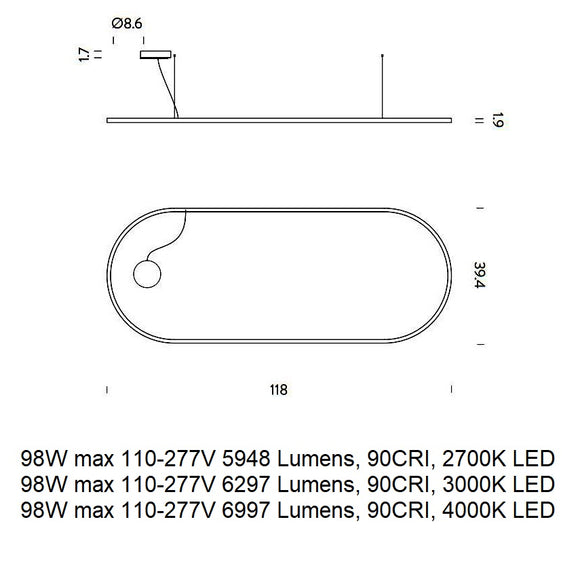 Zirkol Oval LED Pendant Light