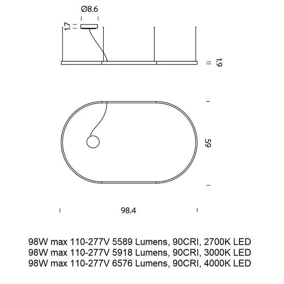 Zirkol Oval LED Pendant Light