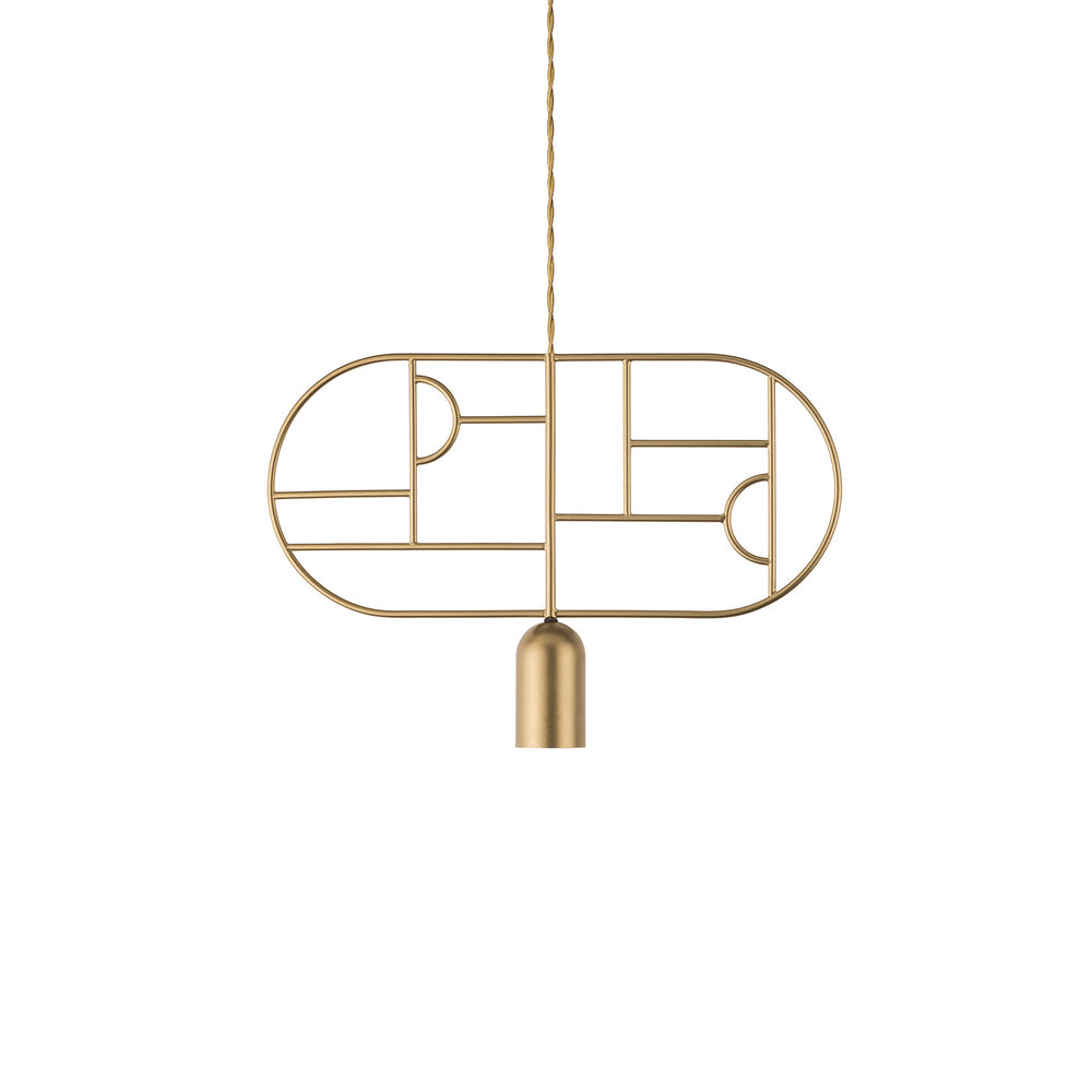 Wooden Dots Horizontal Oval Pendant Light