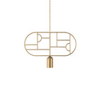 Wooden Dots Horizontal Oval Pendant Light