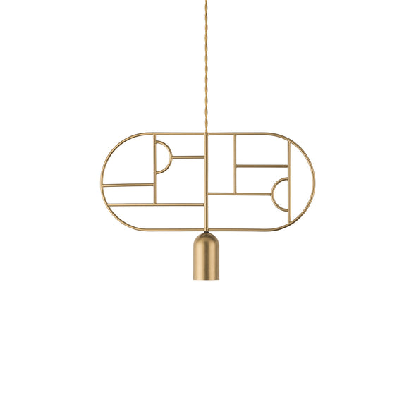 Wooden Dots Horizontal Oval Pendant Light