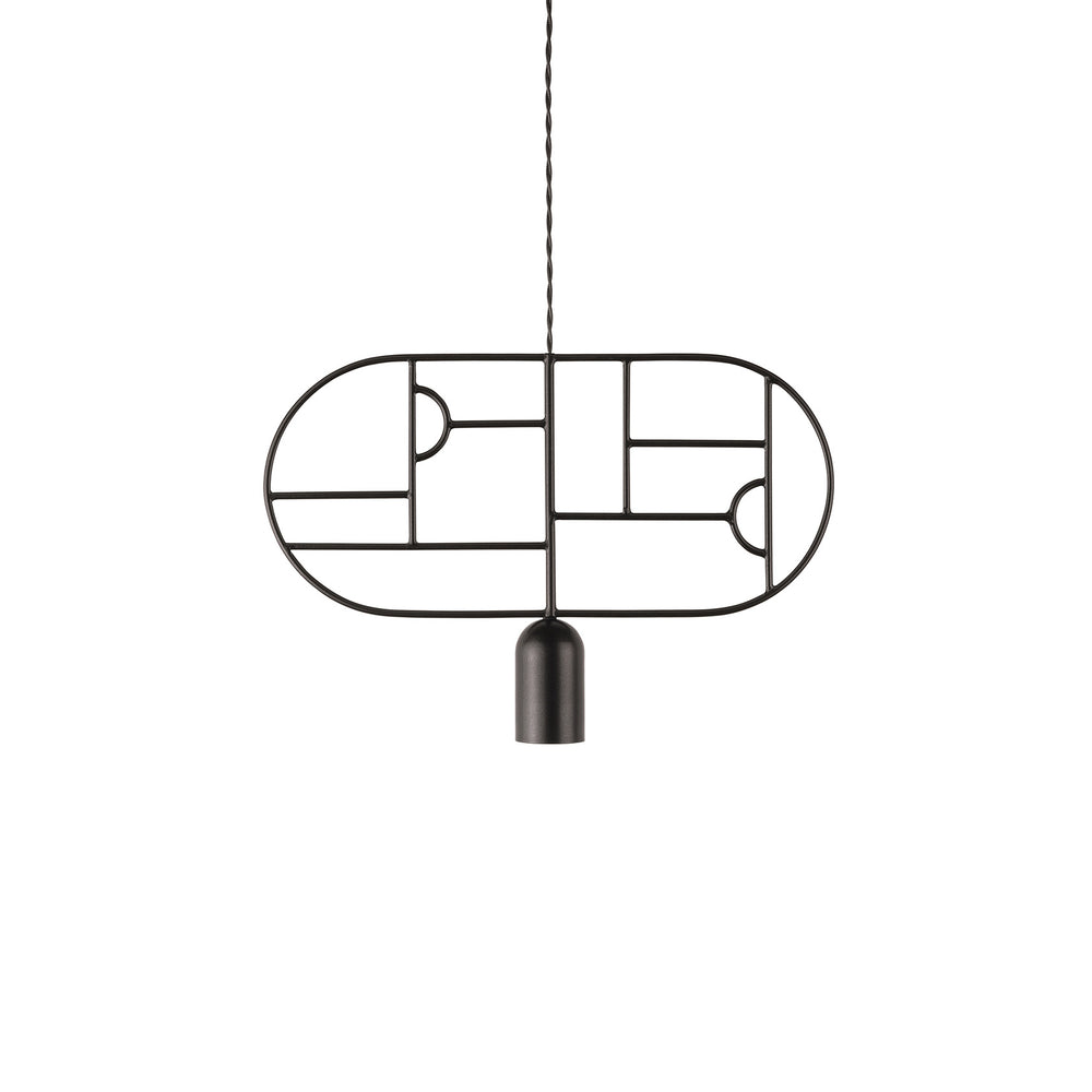 Wooden Dots Horizontal Oval Pendant Light