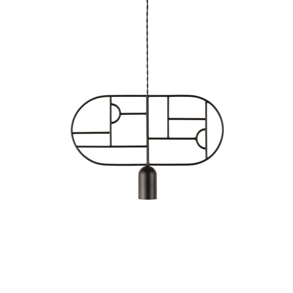 Wooden Dots Horizontal Oval Pendant Light