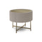 Dedalo Single Drawer Nightstand with Metal Base  option Ecru Lacquered/Bronze Glass top with Champagne base