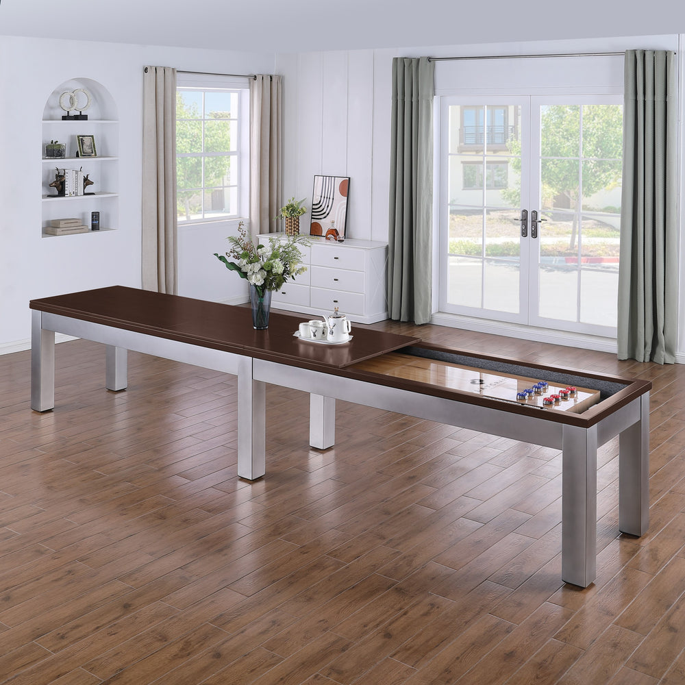 Genoa Pro-Series Shuffleboard Table with Butcher Block