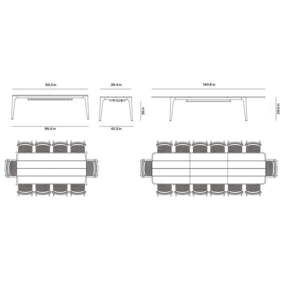 Paralel Rectangular Extendable Outdoor Dining Table