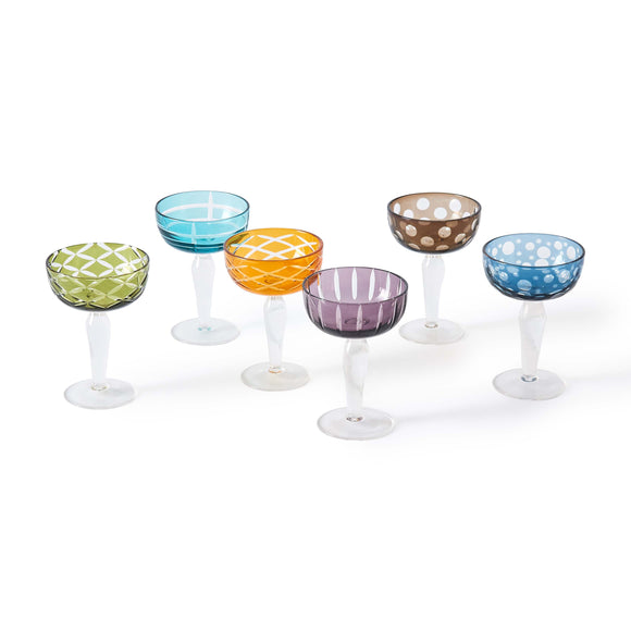 Cuttings Multicolor Coupe Glass (Set of 6)