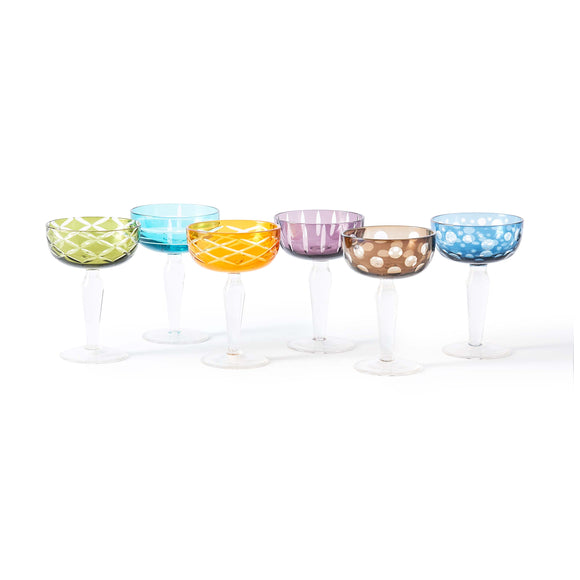 Cuttings Multicolor Coupe Glass (Set of 6)