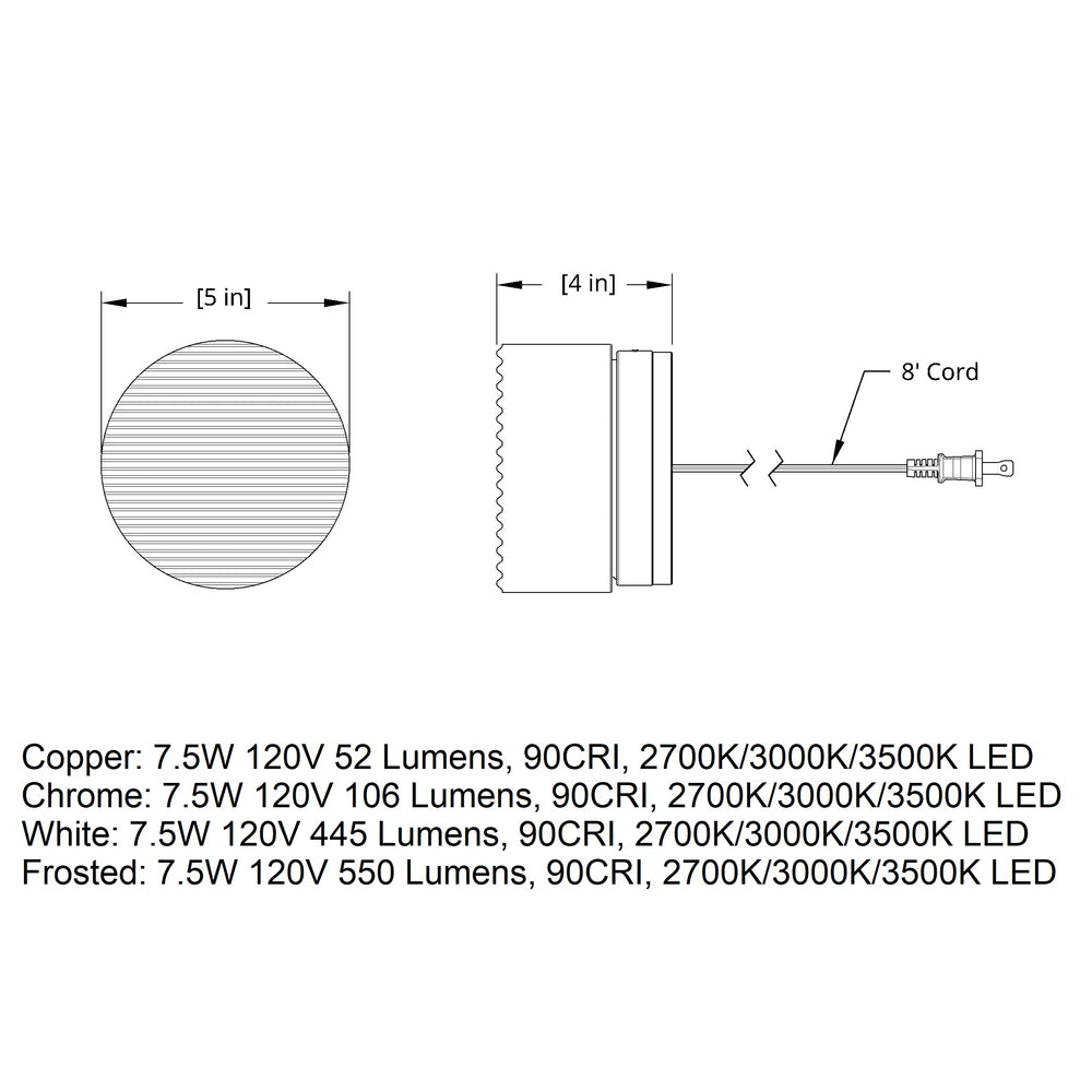 Crisp Corded LED Wall Sconce