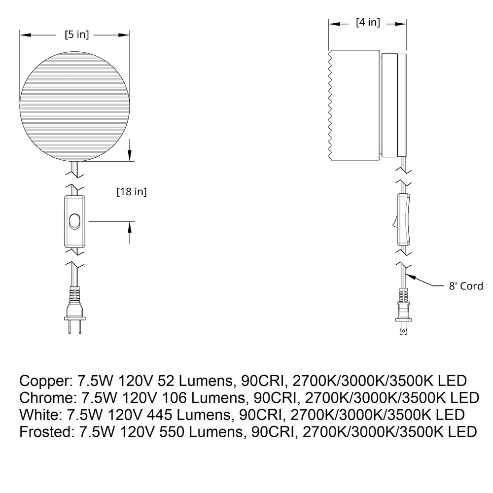 Crisp Corded LED Wall Sconce