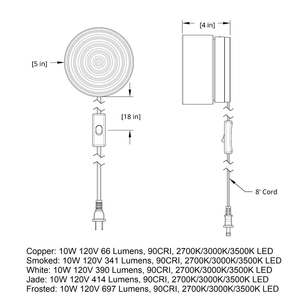 Ripple Corded LED Wall Sconce