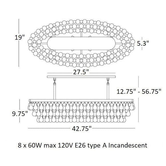 Bling Oval Chandelier
