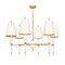 Versailles Chandelier  option Lily Lacquered Paint with Modern Brass Accents / Lily Painted Opaque Parchment Shade With Matte Gold Lining