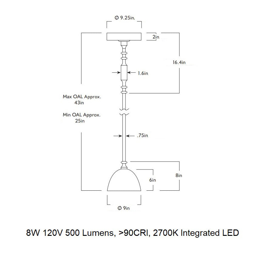 Del Playa Stemmed LED Pendant Light