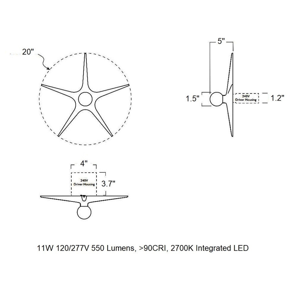 Laddi Globe LED Semi Flush Mount