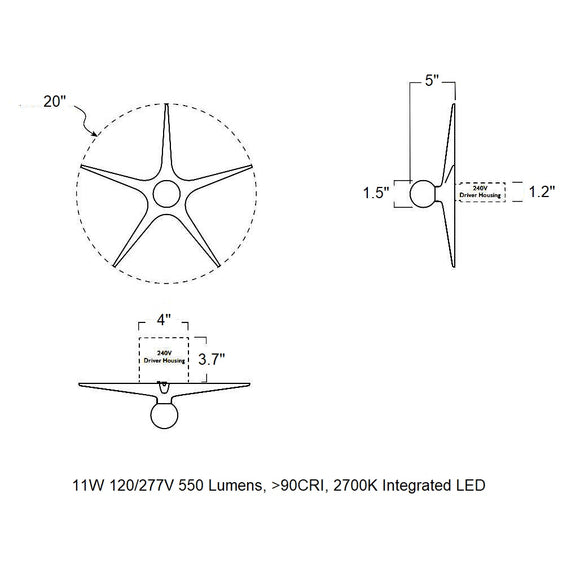 Laddi Globe LED Semi Flush Mount
