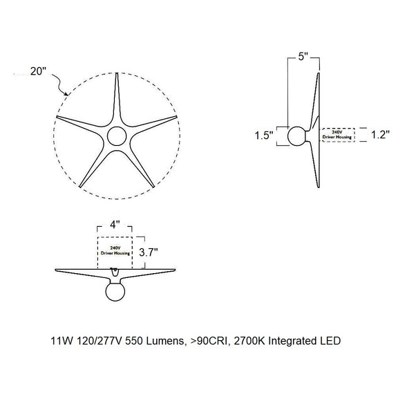 Laddi Globe LED Semi Flush Mount