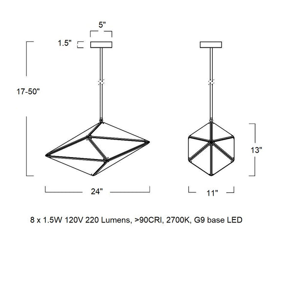 Maxhedron Horizontal LED Pendant Light
