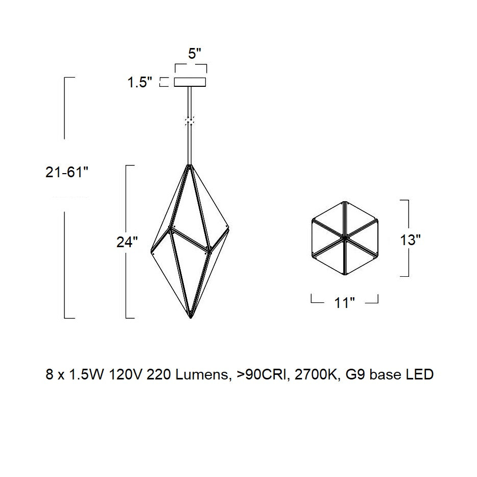 Maxhedron Vertical LED Pendant Light
