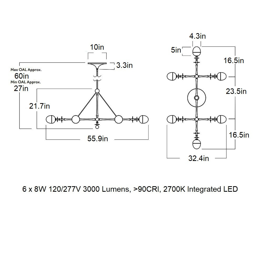 Rue Sala LED Linear Pendant Light