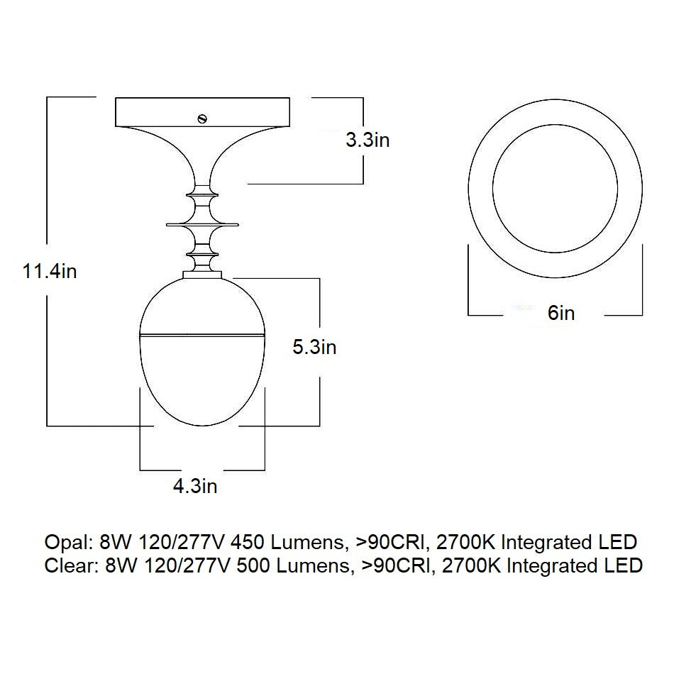Rue Sala LED Semi Flush Mount