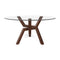 Cleo Round Dining Table Glass Top  option Walnut