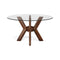 K-Base Round Dining Table - Glass Top  option Walnut