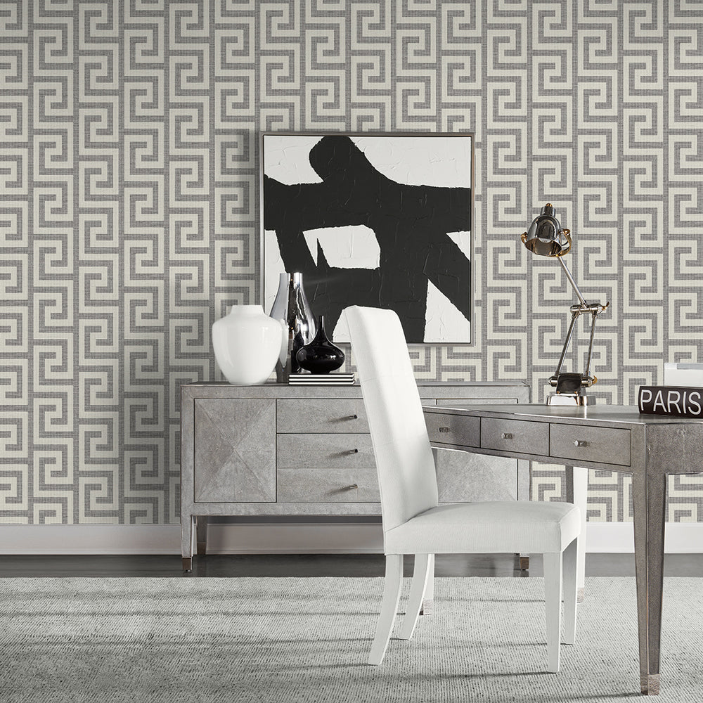 Coastal Haven Luna Retreat Greek Key Wallpaper