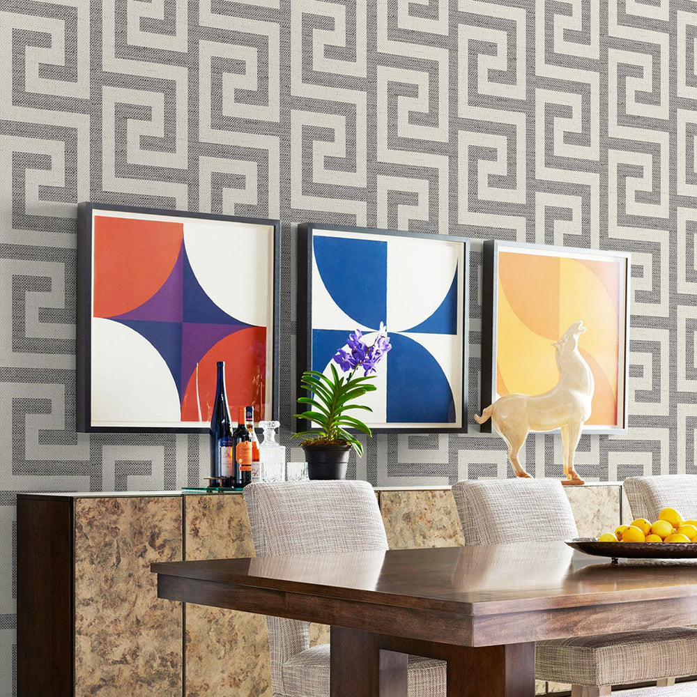 Coastal Haven Luna Retreat Greek Key Wallpaper