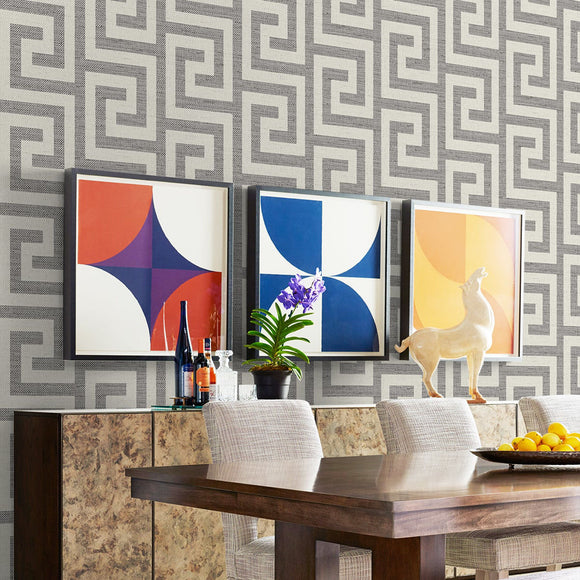 Coastal Haven Luna Retreat Greek Key Wallpaper