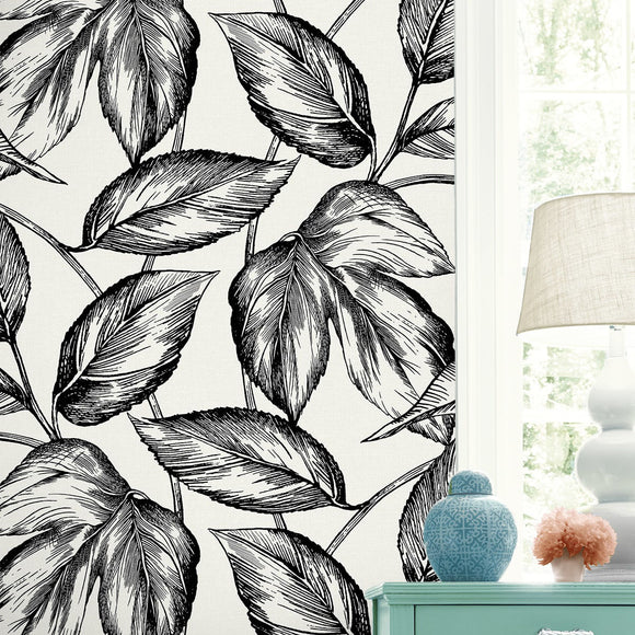 Summer House Beckett Sketched Leaves Wallpaper