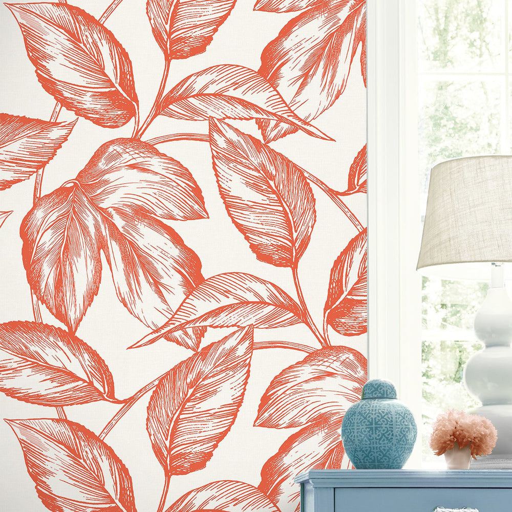 Summer House Beckett Sketched Leaves Wallpaper