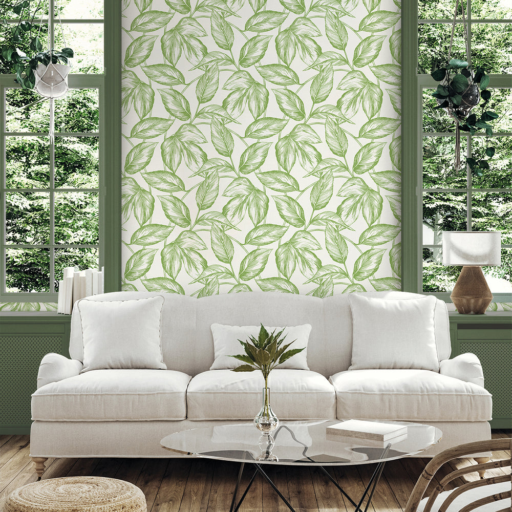 Summer House Beckett Sketched Leaves Wallpaper