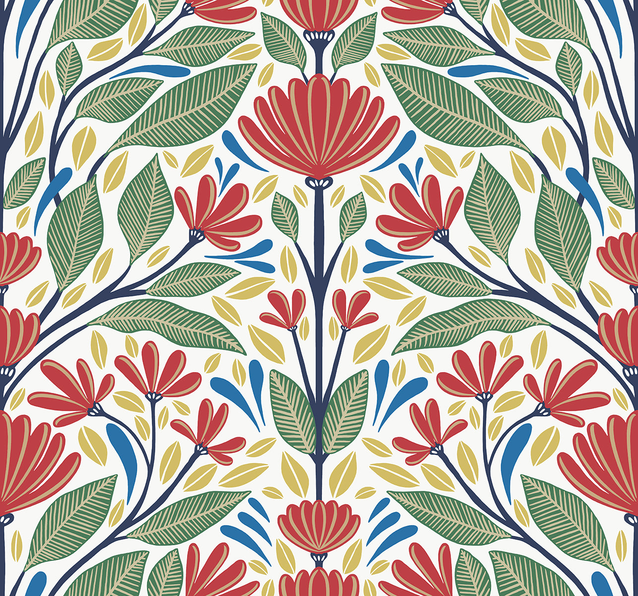 Seabrook Designs Summer House Carmela Folk Floral Wallpaper Sample ...