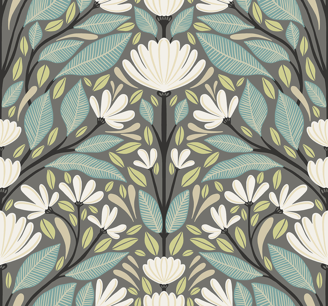 Seabrook Designs Summer House Carmela Folk Floral Wallpaper Sample ...