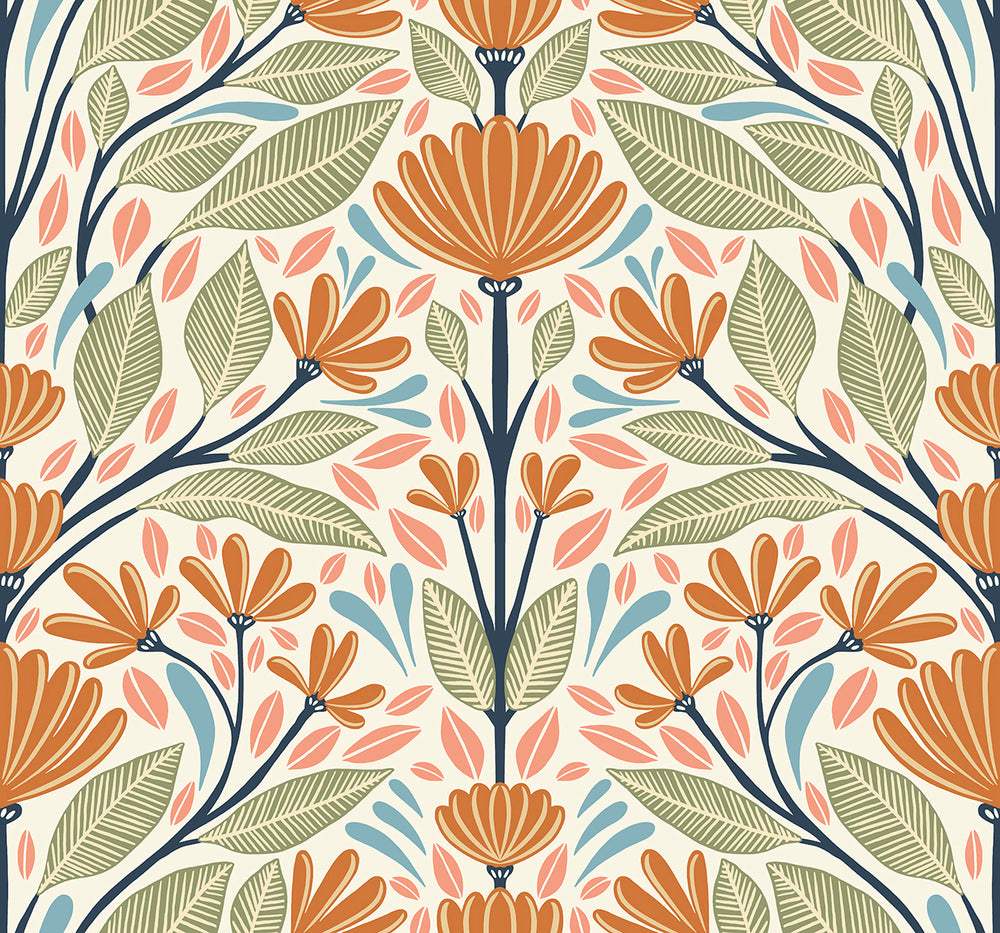 Summer House Carmela Folk Floral Wallpaper Sample Swatch