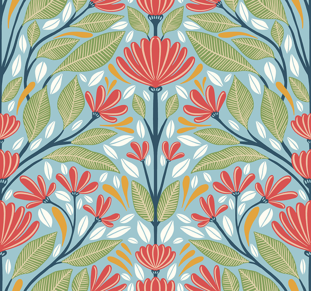 Summer House Carmela Folk Floral Wallpaper Sample Swatch