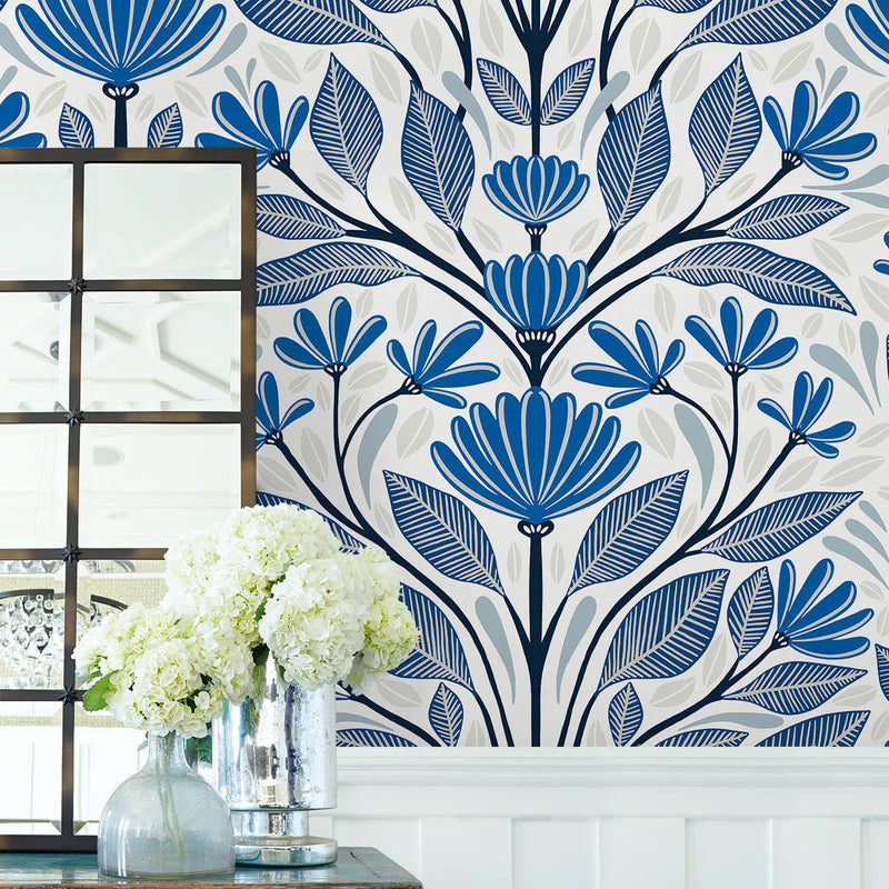Seabrook Designs Summer House Carmela Folk Floral Wallpaper - 2Modern