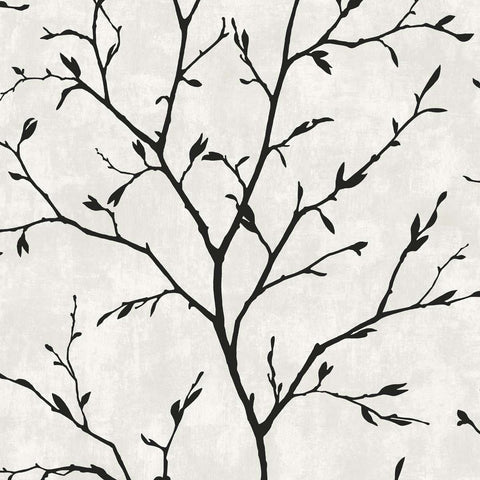 White Heron Avena Branches Wallpaper Sample Swatch