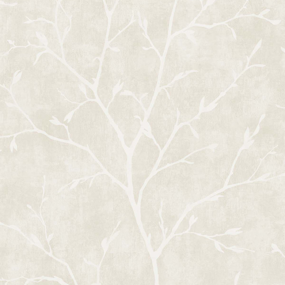 White Heron Avena Branches Wallpaper Sample Swatch