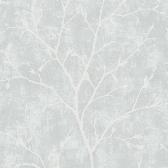 White Heron Avena Branches Wallpaper Sample Swatch