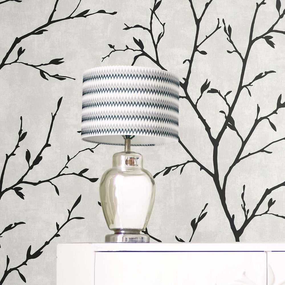 White Heron Avena Branches Wallpaper