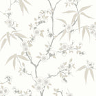 White Heron Floral Blossom Trail Wallpaper Sample Swatch