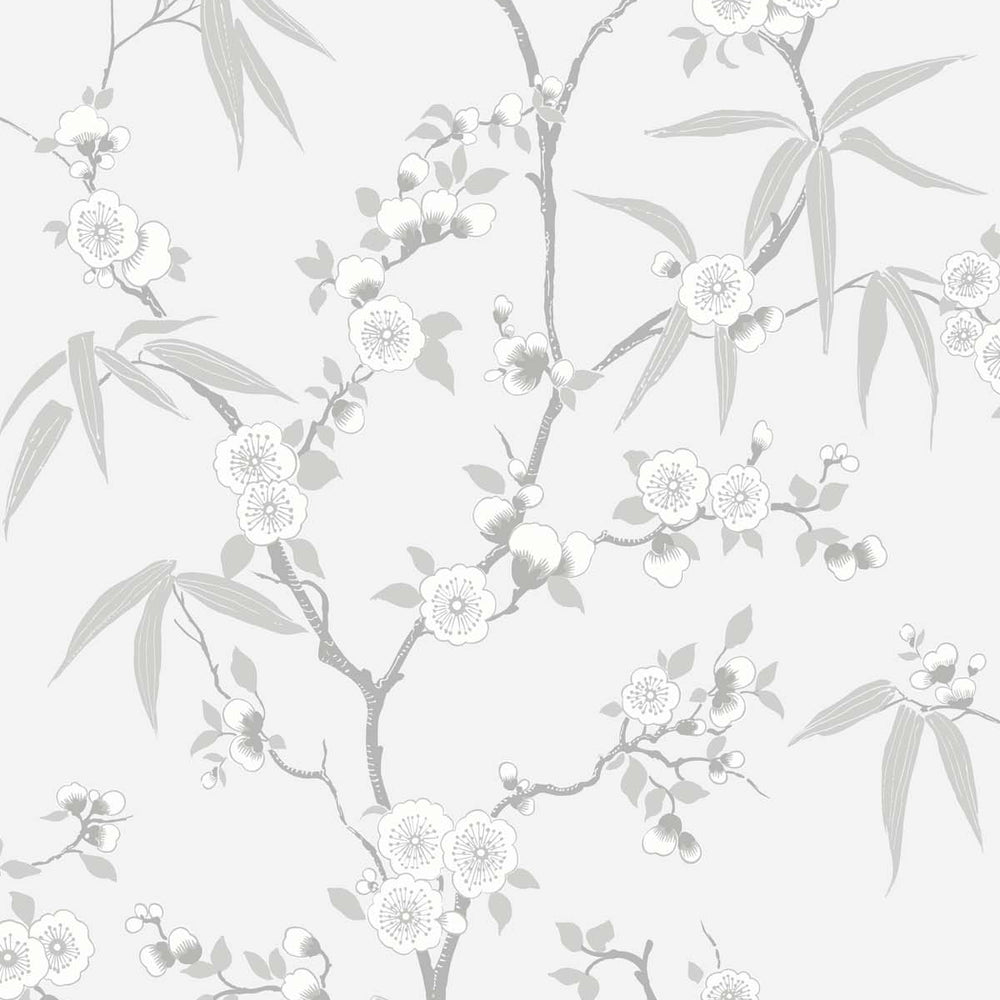 White Heron Floral Blossom Trail Wallpaper Sample Swatch