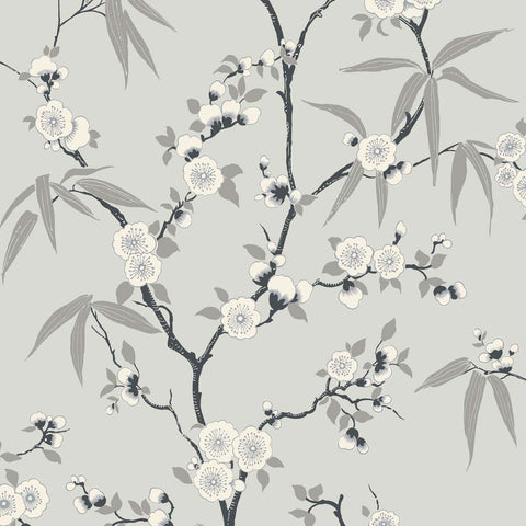 White Heron Floral Blossom Trail Wallpaper Sample Swatch